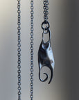 Skate egg case necklace - Oxidized silver - Hannah Blount