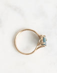 Gold branch ring with blue gemstone