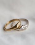 Little and Medium grey lady cameo rings in gold and silver