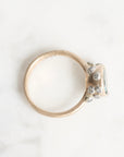 Gold ring with small diamonds on a white background