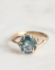 Gold branch ring with blue gemstone
