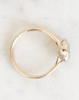 Bezel ring with platinum barnacles from above.