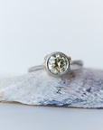 Diamond ring on a shell with a light background