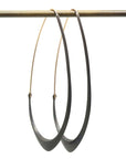 large oxidized silver facet hoops with gold wire