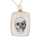 Skull scrimshaw on mother of pearl - necklace