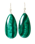 Grand green malachite cameo figurehead earrings in silver