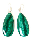 Grand green malachite cameo figurehead earrings in silver