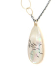 Codfish and school of fish scrimshaw on mother of pearl - necklace