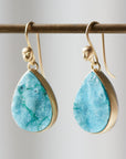 Gravity Waves Drusy Chrysocolla Cameo Figurehead Earrings