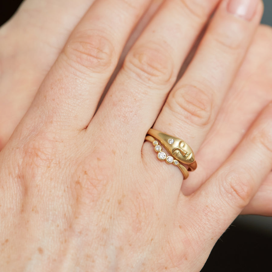 Gold cameo ring with diamond band - Hannah Blount