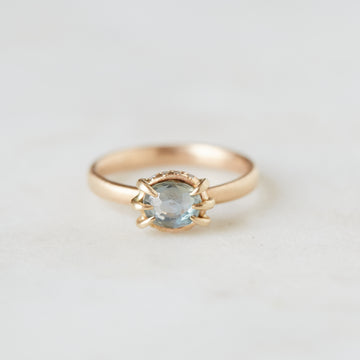 Water Sapphire + Diamond Vanity Ring