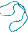 Double strand of Kingman turquoise beads with nude-hued silk - Hannah Blount