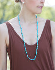 Double strand of Kingman turquoise beads with nude-hued silk - Hannah Blount