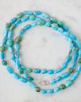 Double strand of Kingman turquoise beads with nude-hued silk - Hannah Blount
