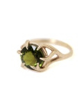 Green tourmaline branch ring