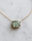 hexagon mint emerald necklace in gold