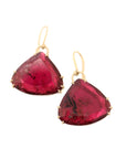 Pink tourmaline gold vanity earrings by Hannah Blount