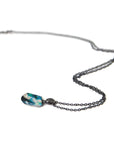 Raw Opal Oxidized Silver Cameo Necklace with Diamond by Hannah Blount