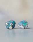 Raw opal studs with silver barnacles by Hannah Blount