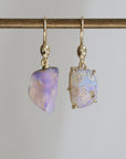 purple opal drop earrings with gold faces