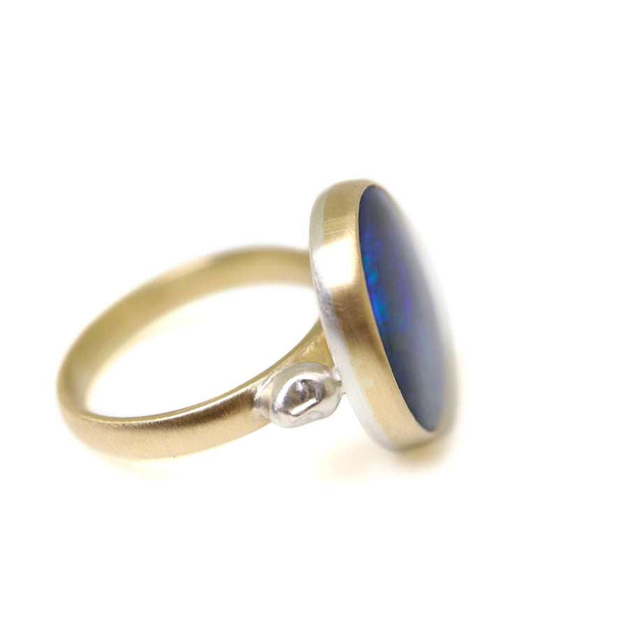Lightning ridge opal cameo ring by Hannah Blount