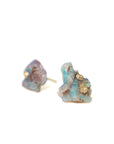 Raw opal studs with gold barnacles by Hannah Blount