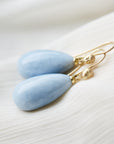 Blue opal Cameo earrings in 18k gold by Hannah Blount