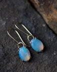 Coober Pedy opal dangle earrings in gold by Hannah Blount