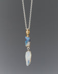 Double raw opal cameo necklace with crescent moon by Hannah Blount
