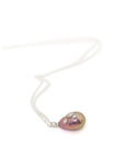 pink baroque freshwater pearl necklace with silver barnacles by hannah blount jewelry