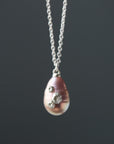 pink baroque freshwater pearl necklace with silver barnacles by hannah blount jewelry