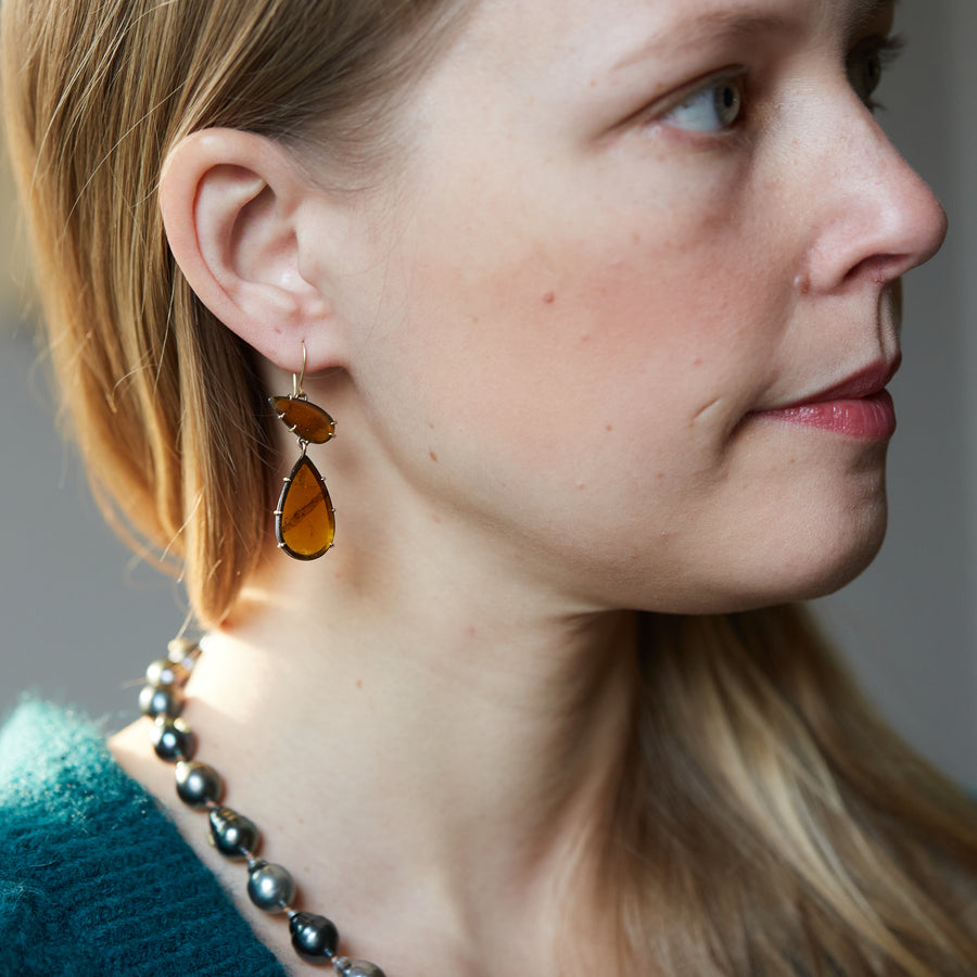 Brown tourmaline earrings by Hannah Blount