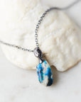 Raw Opal Oxidized Silver Cameo Necklace with Diamond by Hannah Blount