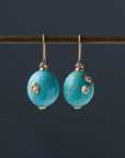 Kingman turquoise Ruthie B. earrings with gold barnacles by Hannah Blount