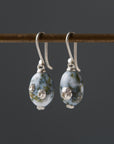 Indian opal Ruthie B. earrings with silver barnacles by Hannah Blount