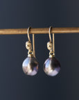Tahitian pearl drop figurehead cameo earrings in gold by Hannah Blount