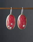 Red rhodonite earrings with barnacles by Hannah Blount
