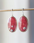 Red rhodonite earrings with barnacles by Hannah Blount