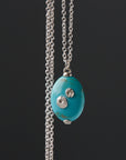 Kingman turquoise Ruthie B. necklace with silver barnacles by Hannah Blount
