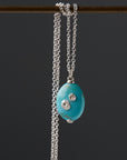 Kingman turquoise Ruthie B. necklace with silver barnacles by Hannah Blount