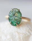 Carved emerald vanity ring by Hannah Blount
