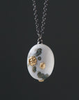 Indian opal Ruthie B. necklace with gold barnacles by Hannah Blount
