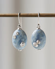 Windless Waters Opal Ruthie B. Earrings with silver barnacles by Hannah Blount