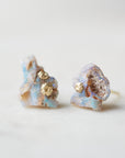 Raw opal studs with gold barnacles by Hannah Blount