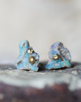 Raw opal studs with gold barnacles by Hannah Blount
