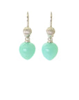 Shell drop earring with mint green chrysoprase stone