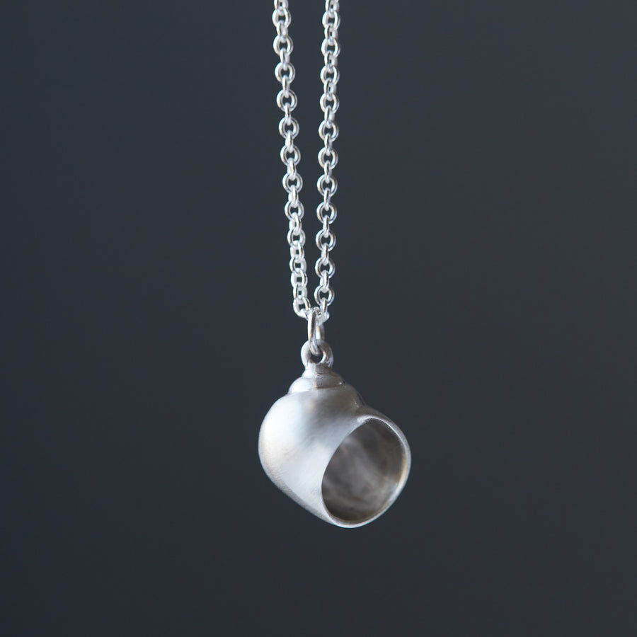Little moon snail shell silver necklace by Hannah Blount