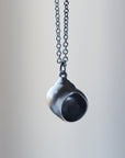 Little moon snail shell oxidized silver necklace by Hannah Blount