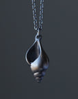 Little tulip shell oxidized silver necklace by Hannah Blount