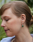Nephrite jade drop earrings with silver shell